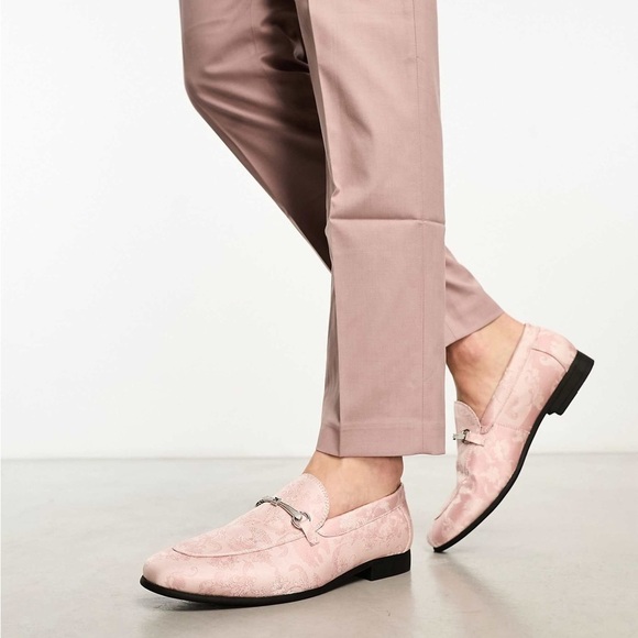 ASOS DESIGN loafers in pink jacquard print - Picture 1 of 6